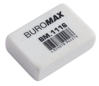 Гумка BUROMAX прямокутна, біла, 26х18х8мм, BM.1116