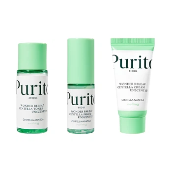 Набор средств с центеллой без эфирных масел Purito SEOUL Wonder Releaf Centella Mini Kit Unscented, 3 в 1