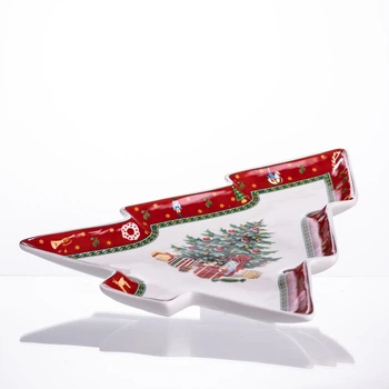 Блюдо сервировочное новогоднее Christmas 29х24х2 см из фарфора в форме елки Yiwu HP-SDHK-17