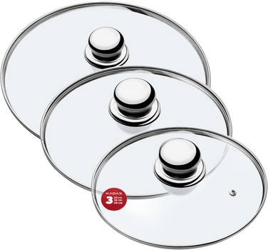 Zestaw pokrywek Kadax Vicenza szklanych 20 cm + 24 cm + 28 cm (5903699477328)