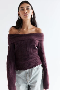 Свитер в составе с шерстью H&M 1247112002c45 M фиолетовый (100002056)