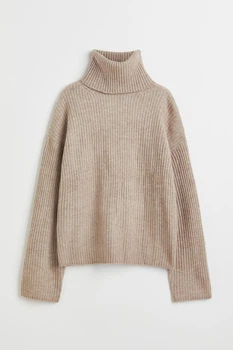 Гольф у рубчик оверсайз H&M 1089150005c45 XS бежевий (100001880)