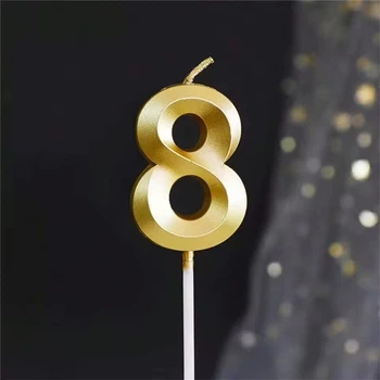 Свічка для торта Цифра 8 золотиста 5 см (863208)