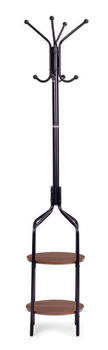 Wieszak na ubrania ModernHome by Multistore stojący z półkami 8 haczyków metal 180 cm czarny (VKY-6036)