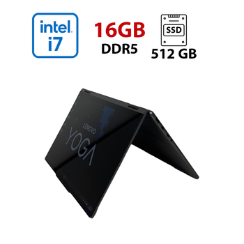 Ультрабук-трансформер Б-класс Lenovo Yoga 7 14IRL8 x360 / 14" (2240x1400) IPS Touch / Intel Core i7-1355U (10 (12) ядра по 1.2 - 5.0 GHz) / 16 GB DDR5 / 512 GB SSD / Intel Iris Xe / WebCam б/у