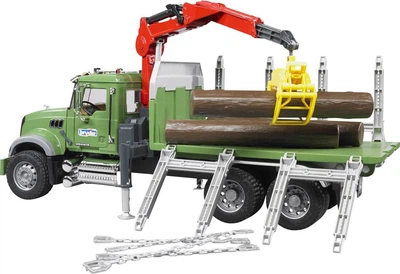 Ciężarówka do drewna Bruder Mack Granite Timber Truck Loading Crane and 3 Trunks (4001702028244) (955555907040305) - Outlet