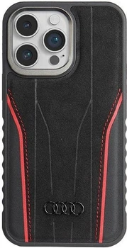 Etui Audi Genuine Leather MagSafe do Apple iPhone 14 Pro Max Black-Red (AU-TPUPCMIP14PM-R8/D3-RD)