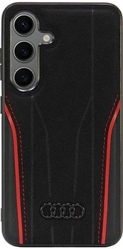 Etui Audi Genuine Leather MagSafe do Samsung Galaxy S24 (S921) Black-Red (AU-TPUPCS24-R8/D3-RD)
