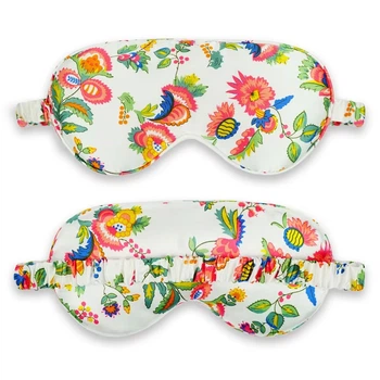 Маска для сна из шелка SUNROZ Silk Wave Print Цветы + беруши (A-17146)
