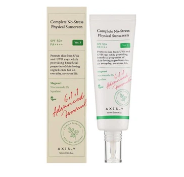 Солнцезащитный крем Axis-y Complete No-Stress Physical Sunscreen SPF50+ PA++++, 50 мл