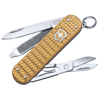 Ніж складаний, мультитул Victorinox Classic SD Precious Alox (58мм, 5 функцій), золотий 0.6221.408G