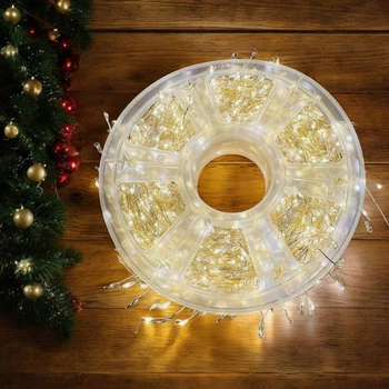 Светодиодная гирлянда-нить мишура 100 м, 3000 LED, теплый белый свет, IP44, с пультом
