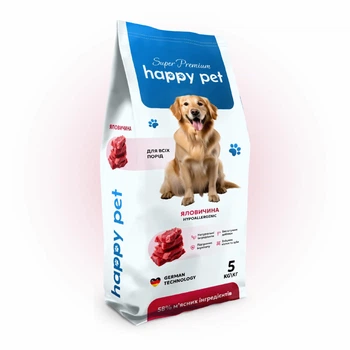 Гипоаллергенный сухой корм для собак Happy Pet с говядиной 5 кг