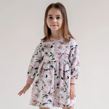 Платье для девочки BIGU трикотажное Белое в лилии 104-110 см / 4-5 лет