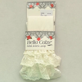 Колготки для девочки капроновые Bella Calze с рюшами Кремовые 80-92 / 1-2 года