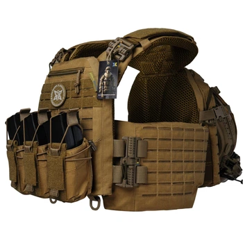 Плитоноска Warmor Gen.5 (Койот) + 3 універсальні підсумка під магазини АК/AR + штурмовий рюкзак з кріпленням для шолому