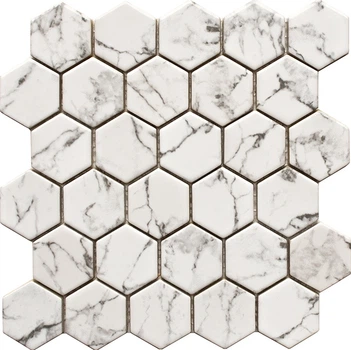 Мозаика керамическая Котто керамика HEXAGON HP 6050 295х295 мм белая с принтом для кухни фартука