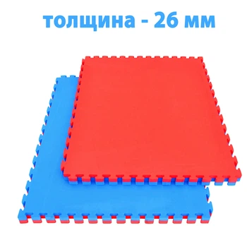 Спортивный мат (ТАТАМИ) EVA 1000х1000х26 мм красно-синий