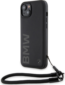 Панель BMW Signature Leather Wordmark Cord для Apple iPhone 15/14/13 Black (BMHCP15S23RMRLK)