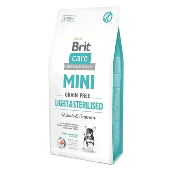 Cухой корм "Brit Care Grain" Free Mini Light and Sterilised - для взрослых собак мелких пород с лишним весом, с кроликом и лососем, 7 кг (8595602521081)