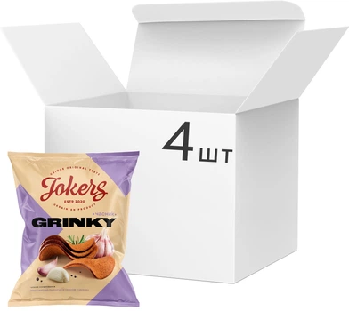 Упаковка грінок Jokers Пшенично-житні зі смаком часнику 80 г х 4 шт (4820242442194)