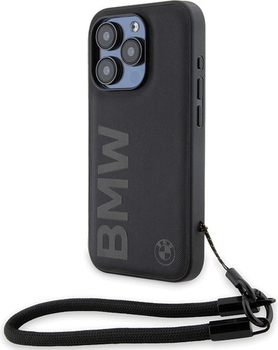 Панель BMW Signature Leather Wordmark Cord для Apple iPhone 15 Pro Max Black (BMHCP15X23RMRLK)