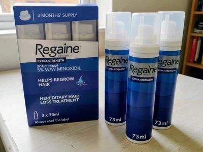 Лікувальна піна проти випадіння волосся для чоловіків Regaine For Men Extra Strength 5% набір з 3 флаконів по 73 мл