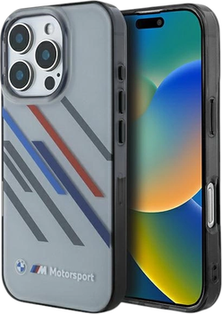 Панель BMW Motosport IML Random Stripes для Apple iPhone 16 Pro Gray (BMHCP16L23HTRAG)