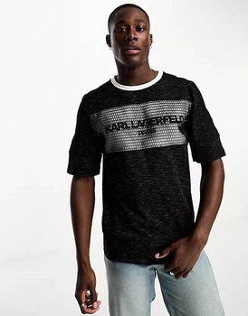 Чоловіча футболка Karl lagerfeld paris contrast fabric mesh logo t-shirt lm2k3895 чорна XL