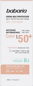 Солнцезащитный крем для лица Babaria SPF50+ Антивозрастной Тонирующий 50 мл (8410412490207)