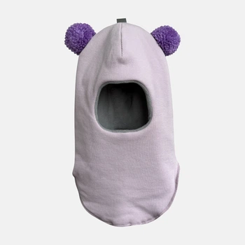 Дитяча зимова шапка-шолом на флісі із помпоном для дівчинки Babydream balR46 54 Світла лаванда (ROZ6501022490)