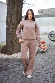 Женский спортивный костюм двойка зимний из байка (утеплена Aksan 25.2746 40(xs)-42(s) світло коричневий
