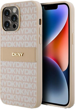 Etui DKNY Leather Mono Stripe & Metal Logo do Apple iPhone 14 Pro Pink (3666339260651)