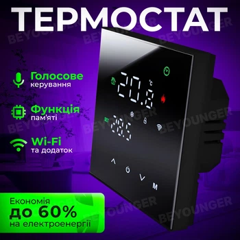 Сенсорный программируемый термостат / терморегулятор Wi-Fi с голосовым управлением и функцией памяти для электрического пола Tuya Smart MINCO HEAT М3Н Black