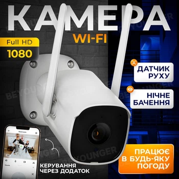 Високоякісна вологозахищена вулична IP - відеокамера SMARTEYE з Wi-Fi нічним баченням датчиком руху 1080P HD IP65 764JBU White