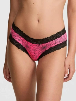 Трусики бразиліана жіночі бавовняні Victoria's Secret Wink Lace Trim Cheeky 27083709 XL Рожеві (34312955164555)