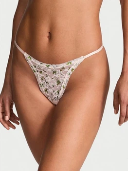 Трусики стринги женские Victoria's Secret Lace String Thong 27006151 XL Розовые (34312955164453)