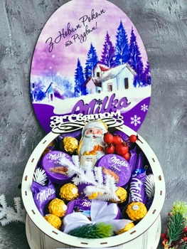 Подарочный новогодний сладкий набор Milka Premium в праздничной коробке для детей и взрослых