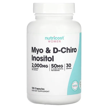 Мио- и D-хиро-инозитол для женщин Nutricost (Myo + D-Chiro Inositol), Nutricost, 120 капсул