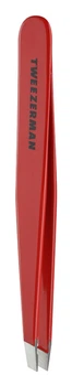 Пинцет Tweezerman Stainless Steel Slant Tweezer Red со скошенным наконечником (9 см)