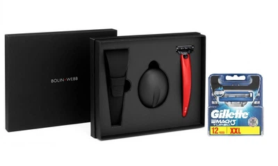 Подарочный набор Бритва Bolin Webb R1-S Mach3 Razor Monza Red с подставкой 13 картриджей