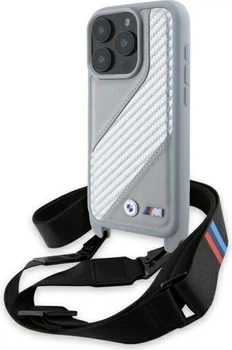 Etui plecki BMW M Edition Carbon Stripe & Strap do Apple iPhone 16 Pro Gray (BMHCP16L23PSCCG)