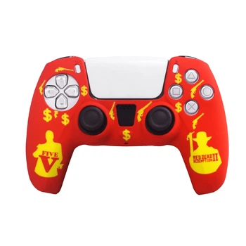 Силиконовый чехол RDR2 для PS5 DualSense - красный ковбойский дизайн