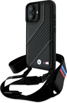 Etui plecki BMW M Edition Carbon Stripe & Strap do Apple iPhone 16 Black (BMHCP16S23PSCCK)