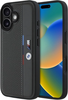 Etui plecki BMW M Perforated Tricolor Detail Line do Apple iPhone 16 Dark Gray (BMHCP16S23PUPVA)
