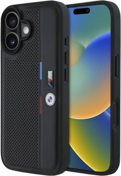 Etui plecki BMW M Perforated Tricolor Detail Line do Apple iPhone 16 Black (BMHCP16S23PUPVK)