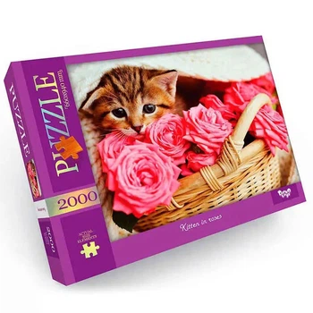 Пазл Danko Toys картон 2000 эл 60x94 см Котик в розах (556828)