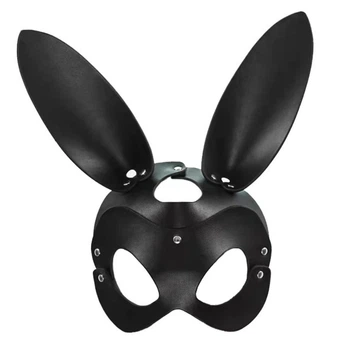 Маска для ролевых игр I’MCUM Bunny Экокожа Черная (IM-SM230_bunny)