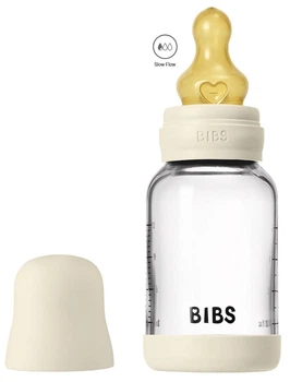 Скляна BIBS Baby Glass Bottle дитяча пляшечка повний комплект Ivory - 120 ml