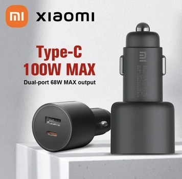 Автомобільний зарядний пристрій Xiaomi Mi Car Charger 1A1C 100W (CC07ZM) Turbo Charge з кабелем 1м Чорний